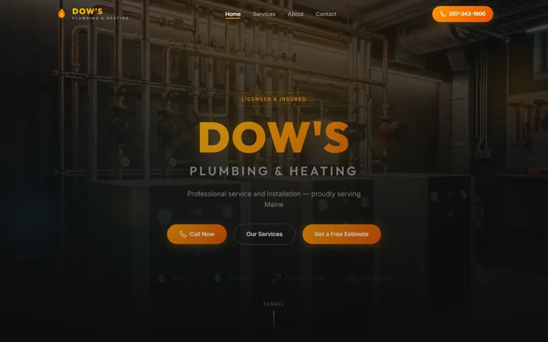 Dow's Plumbing & Heating website